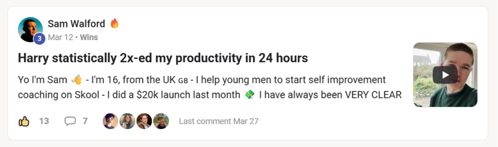 Sam: Harry statistically 2x-ed my productivity in 24 hours